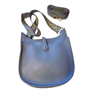 ah-dorned* Mini Messanger Bag* Vegan Leather* Denim Blue* Solid & Print Strap